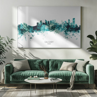Wall art Calgary Canada Skyline-20X16inches-Gallery Wrapped (Ready to Hang)
