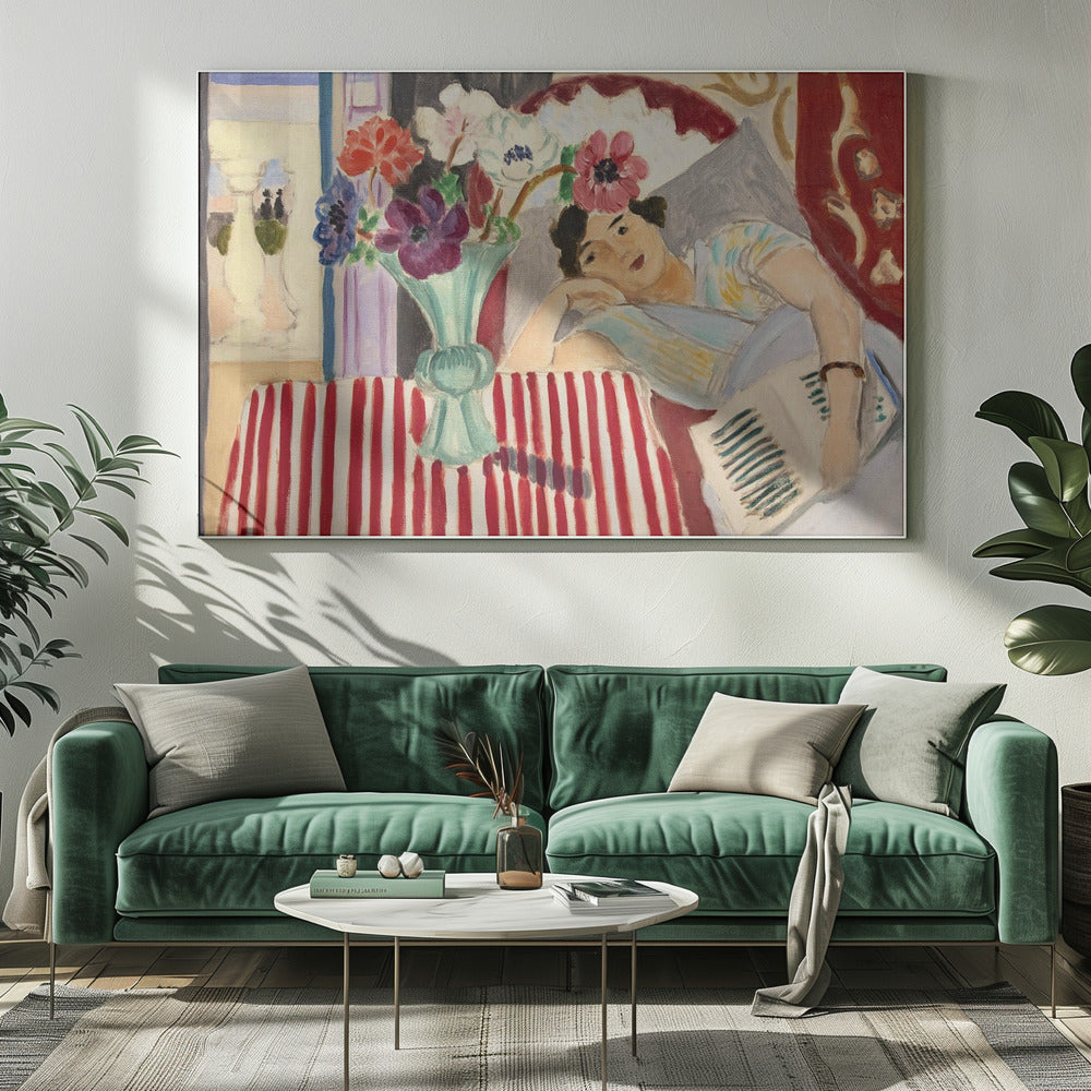 Artwork Femme Et Anémones 48X36-inches