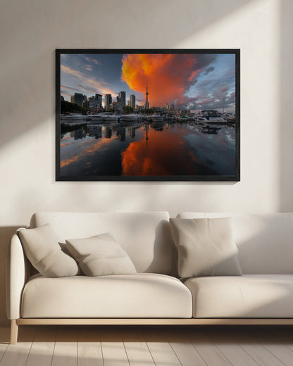 Burn in Toronto-Wall Art In Black Floating Frame-20X16inches