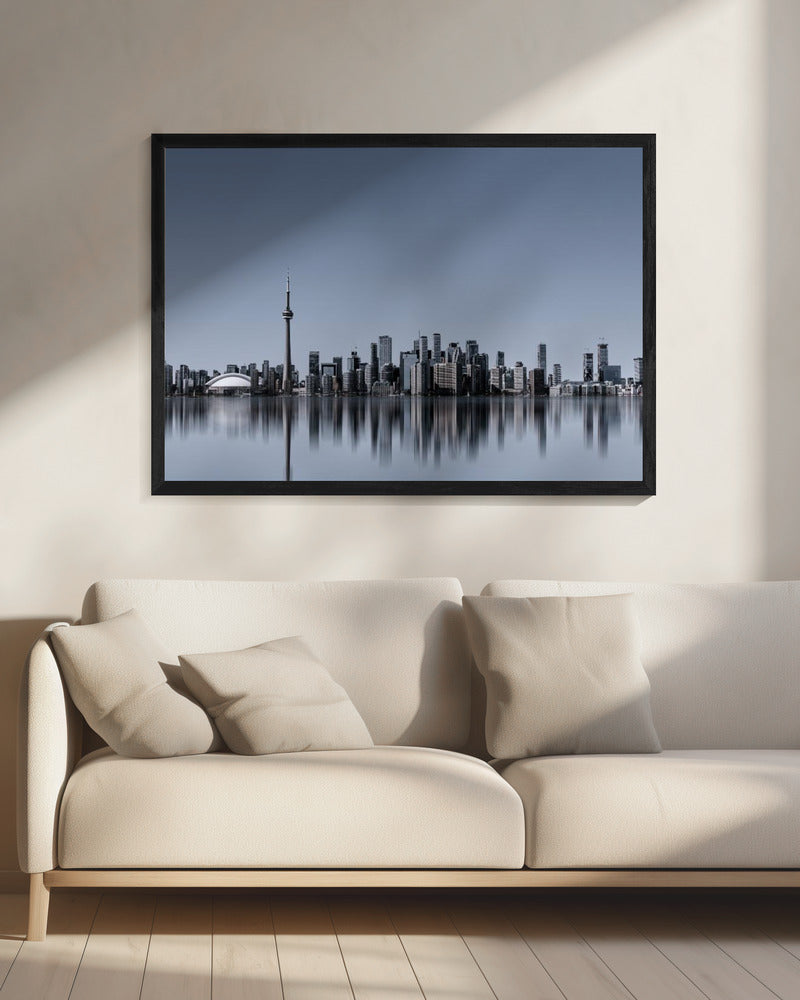 Toronto Skyline-Wall Art In Black Floating Frame-20X16inches