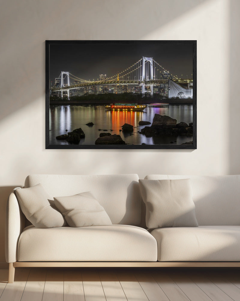 Wall art Striking Rainbow Bridge with Tokyo Skyline in the evening - Panorama