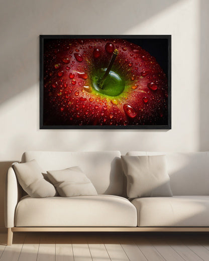 Artwork Red Apple. Food20X16inches- Black Frame