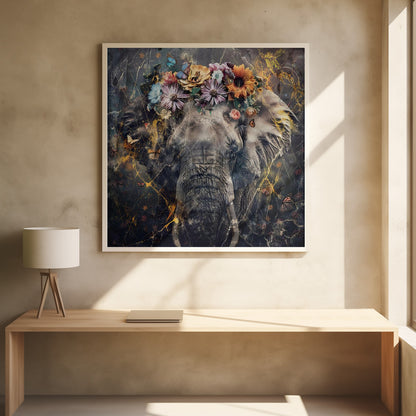 Wall art Elephant Animal Vintage Art Illustration Wallart 01