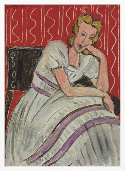 Artwork  Jeune Femme Assise En Robe Grise 36X48-inches