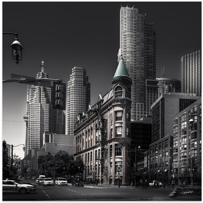 Canadian Flatiron-Wall Art In White Floating Frame-24X24inches