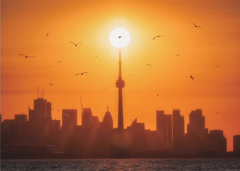 Sun Rising Behind Toronto-Wall Art Gallery Wrapped (Ready to Hang)-48X36inches