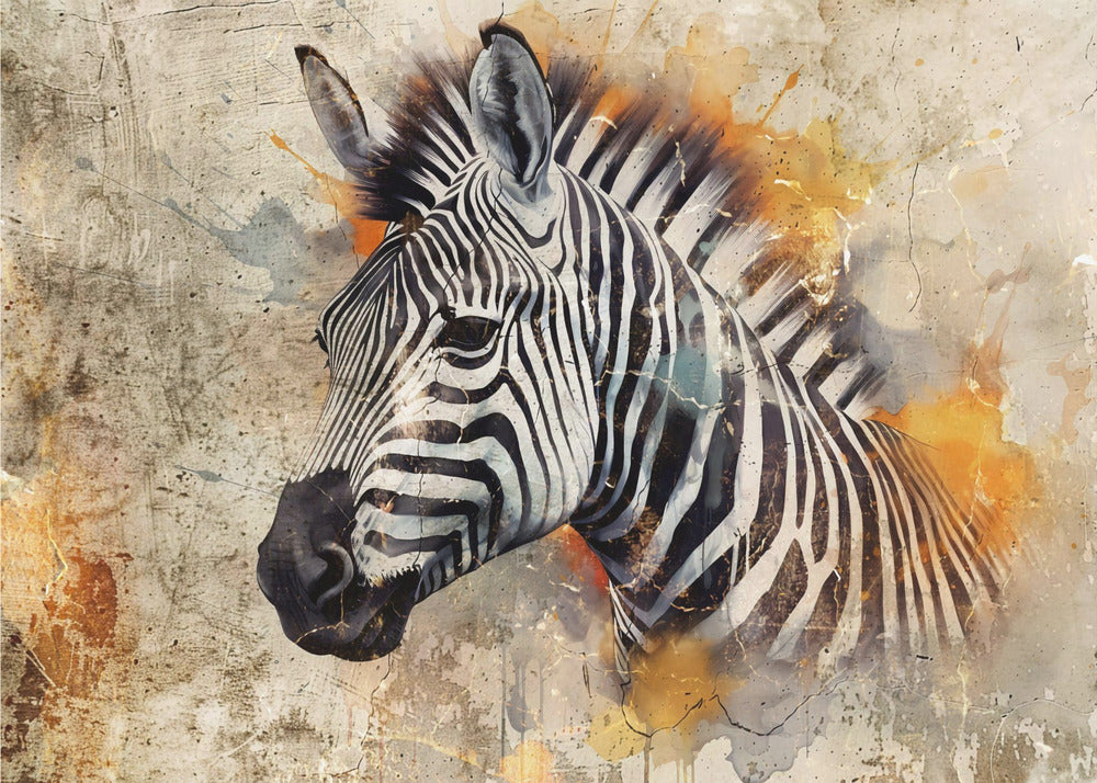 Wall art Zebra Animal Vintage Art Illustration Wallart 06