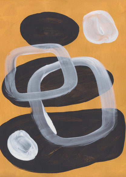  Midcentury Mustard Wall Artwork In Black Floating Frame