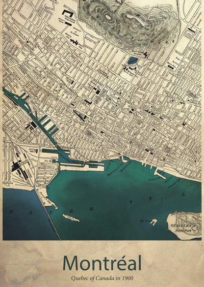 Wall art Montreal map-24X36inches-In Black Floating Frame