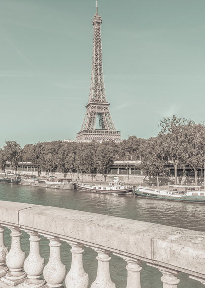 Wall art PARIS Eiffel Tower &amp; River Seine | urban vintage style