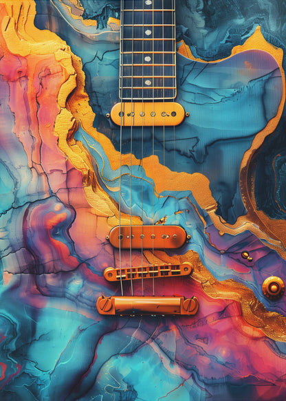  Music Guitar 6 Wall Artwork In Black Floating Frame