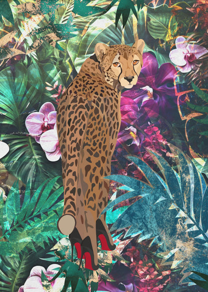 Wall art Tropical Floral Jungle - Cheetah in heels