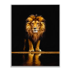 " Leo" - Wildlife Canvas Art - Shimmering Gold Varnished Top Coat. Ready to hang