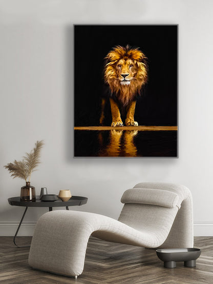 " Leo" - Wildlife Canvas Art - Gold Varnished-Wall Decor