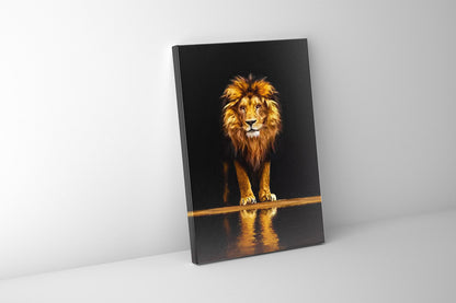 " Leo" - Wildlife Canvas Art - Gold Varnished-Wall Decor