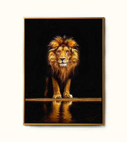 " Leo" - Wildlife Canvas Art - Gold Varnished-Wall Decor