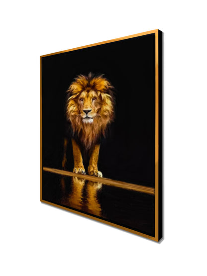 " Leo" - Wildlife Canvas Art - Gold Varnished-Wall Decor