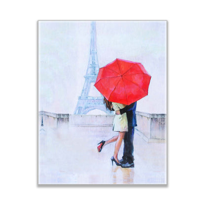 Canvas Print- The couple and red ambarella-Wall Art