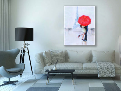 Canvas Print- The couple and red ambarella-Wall Art