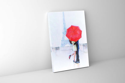 Canvas Print- The couple and red ambarella-Wall Art