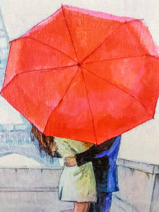 Canvas Print- The couple and red ambarella-Wall Art