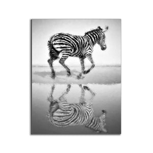 Zebra Canvas Black and White -Wildlife Canvas Art-Silver varnish