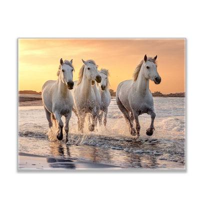 Beautiful Galloping Horses Print- Animal Print Canvas-Fine Art Canvas- Gold varnish