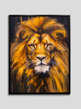 Canvas Lion Head - Wildlife Wall Art - Gold  Glitter