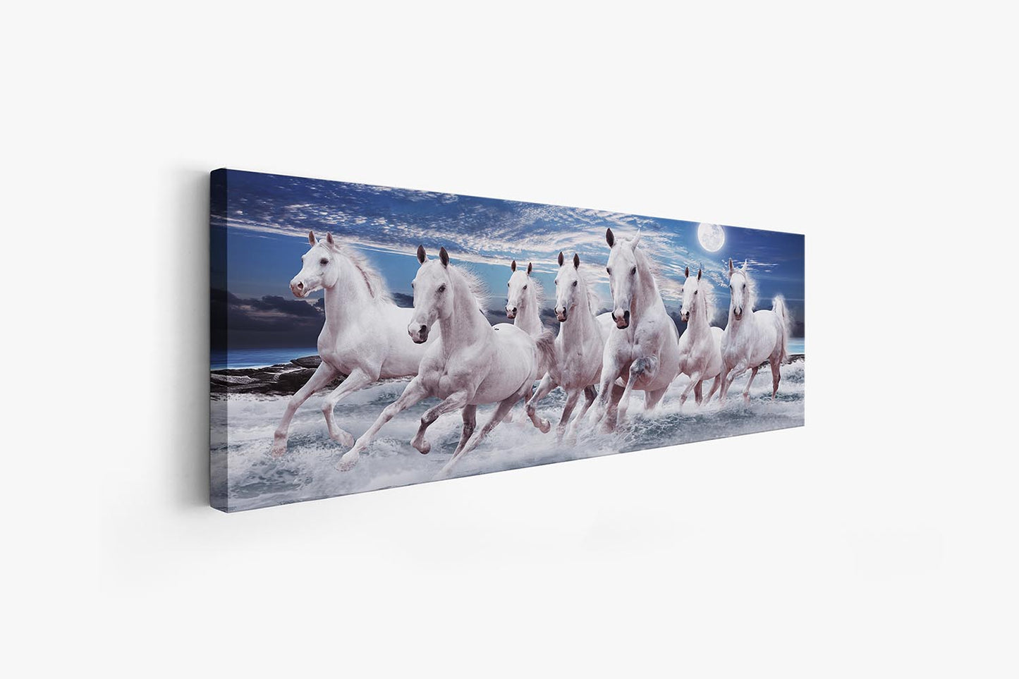 Seven unframed white horses, Wal art fine art exhibition