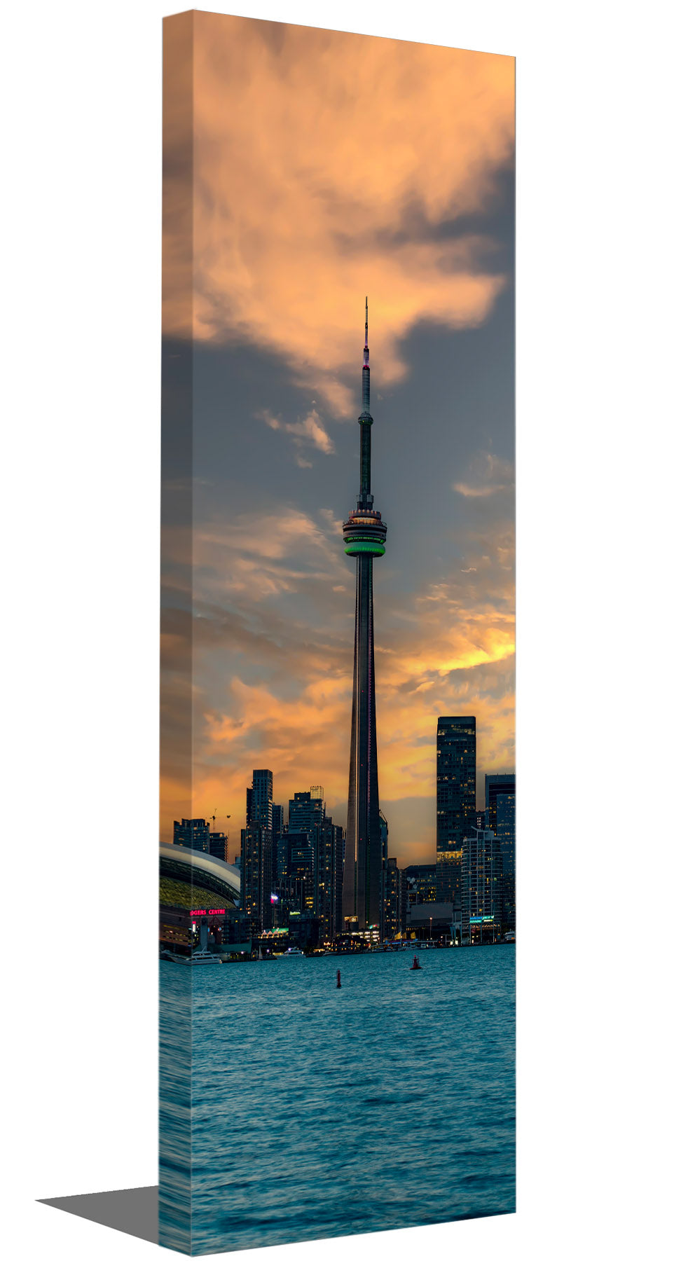 Green CN Tower Toronto Skyline- Canvas Wall Decor- RGB varnish