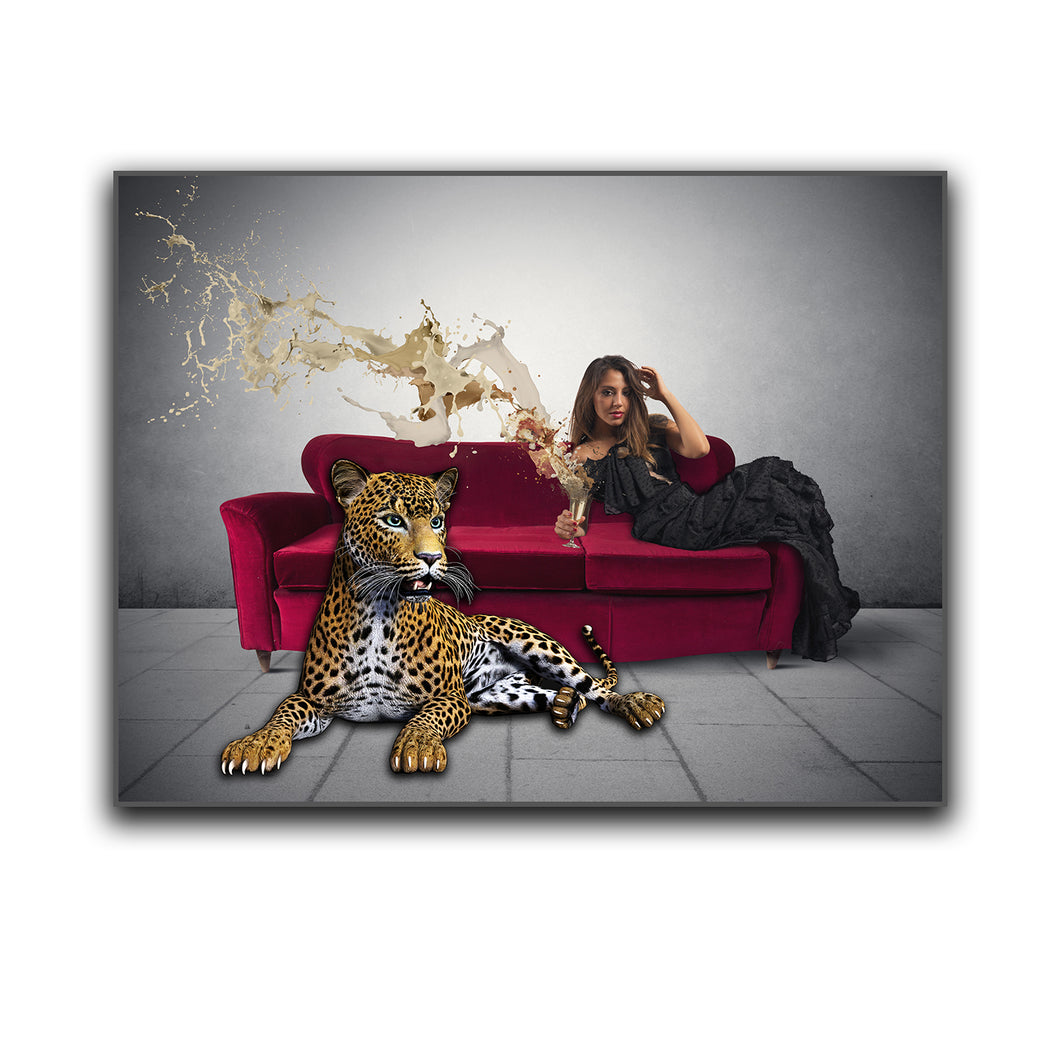 Canvas Print-Leopard and Woman-Wall Art