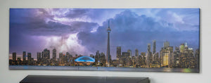 Super High resolution canvas print of Toronto. Panoramic composition. Lightning strike